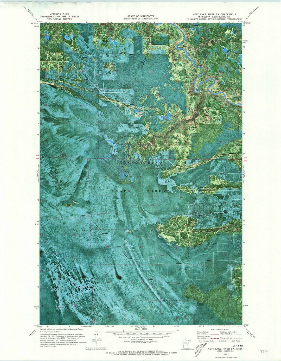 1970 Nett Lake River, MN - Minnesota - USGS Topographic Map