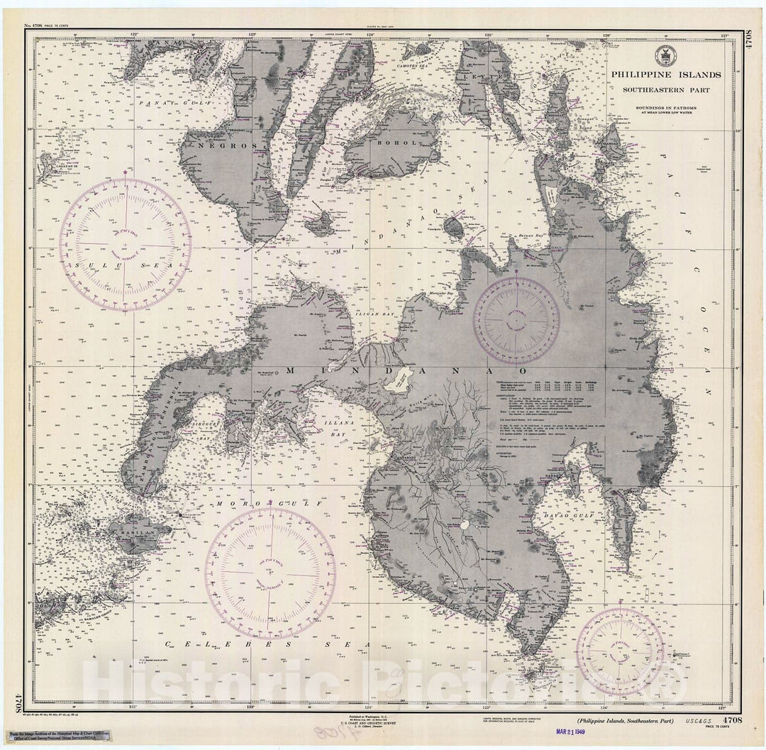 Historic Nautical Map - Philippine Islands, Southeastern Part, 1948 NOAA Chart - PHVintage Wall Art