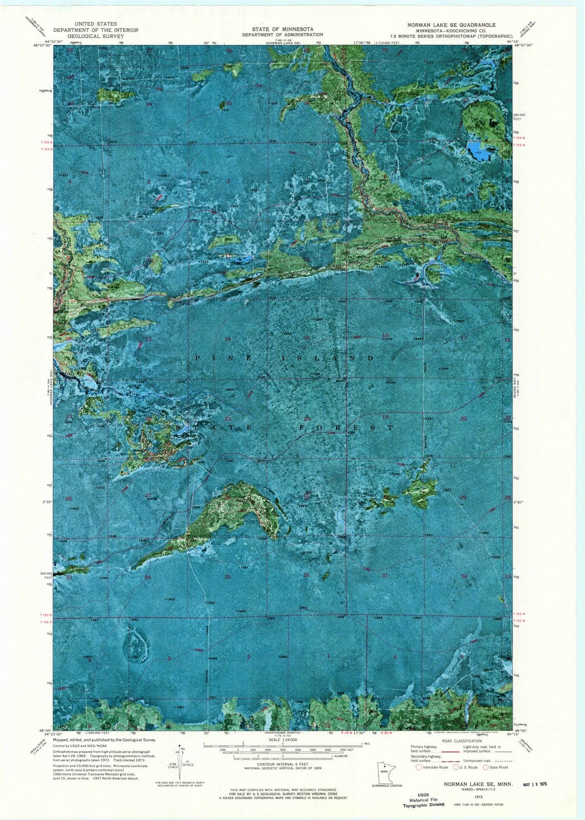 1973 Norman Lake, MN - Minnesota - USGS Topographic Map