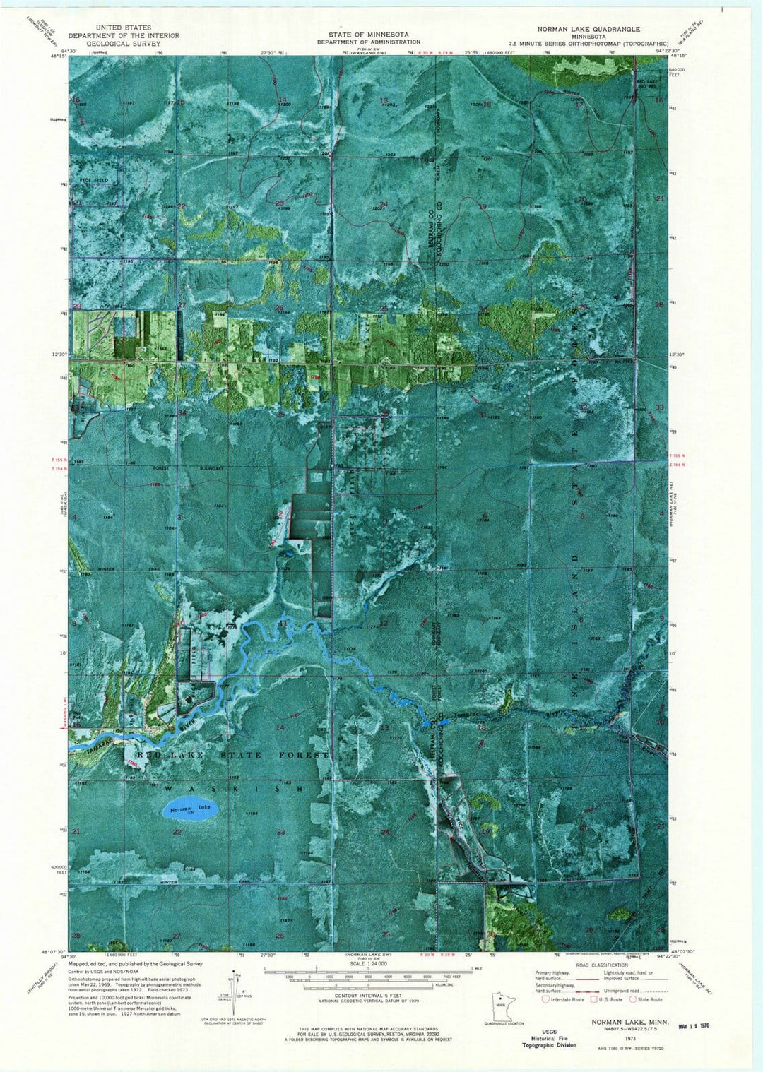 1973 Norman Lake, MN - Minnesota - USGS Topographic Map