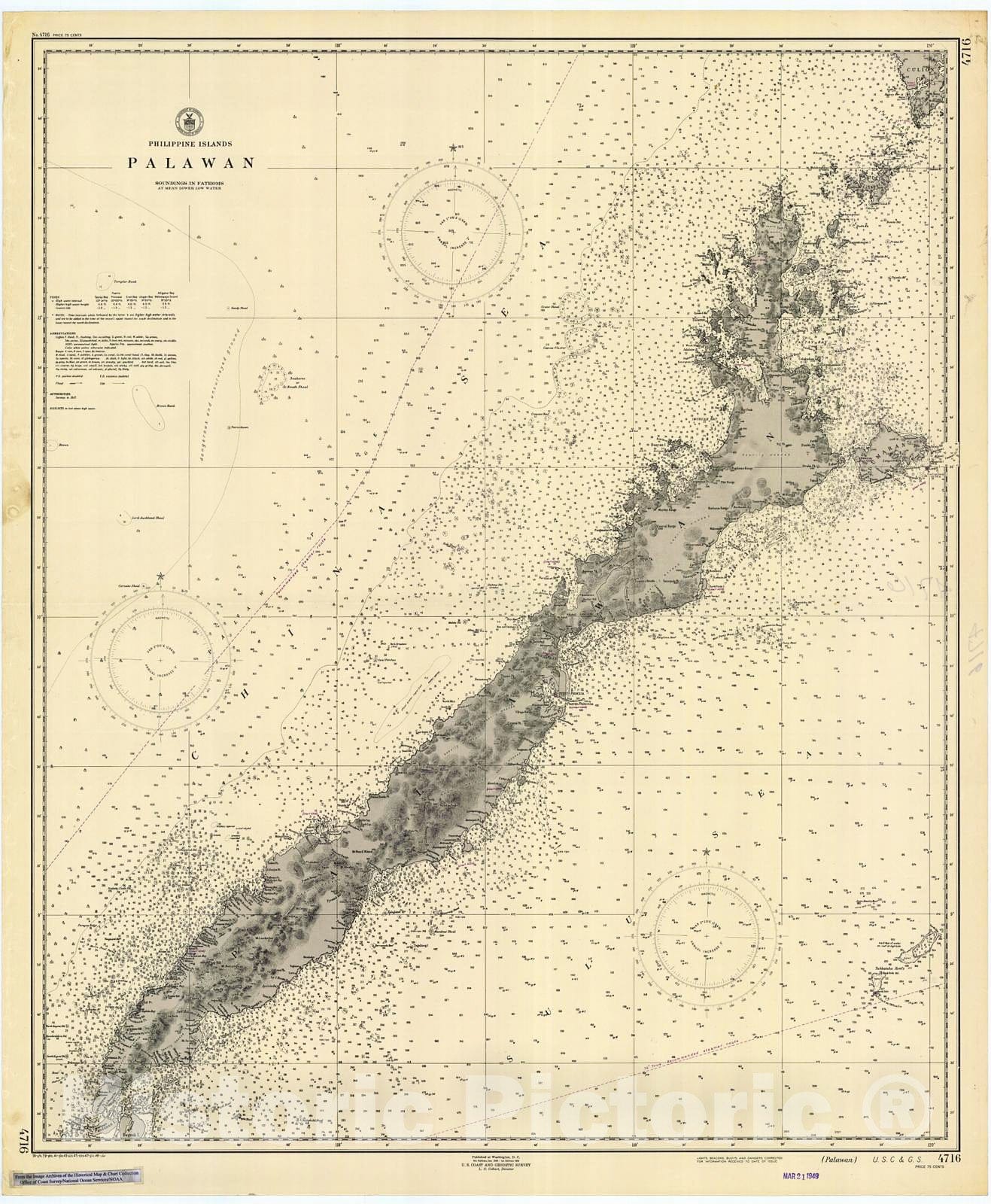 Historic Nautical Map - Palawan, 1949 NOAA Chart - PHVintage Wall Art