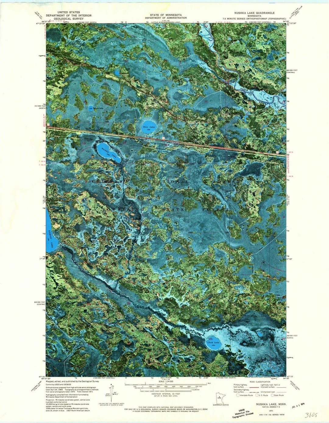 1971 Nushka Lake, MN - Minnesota - USGS Topographic Map