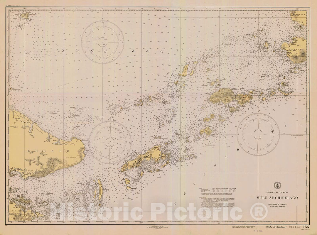 Historic Nautical Map - Sulu Archipelago, 1936 NOAA Chart - PHVintage Wall Art