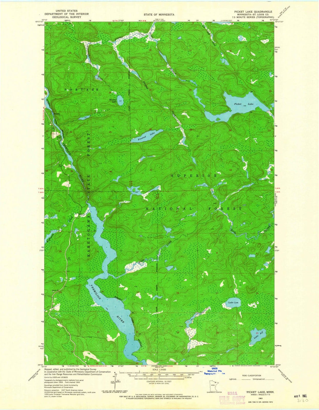 1963 Picket Lake, MN - Minnesota - USGS Topographic Map