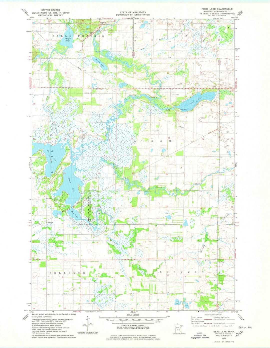 1978 Pierz Lake, MN - Minnesota - USGS Topographic Map