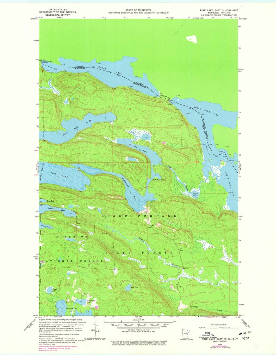 1959 Pine Lake East, MN - Minnesota - USGS Topographic Map