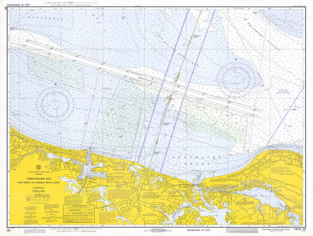 Historic Nautical Map - Chesapeake Bay - Cape Henry To Thimble Shoal Light, 1973 NOAA Chart - Virginia (VA) - Vintage Wall Art