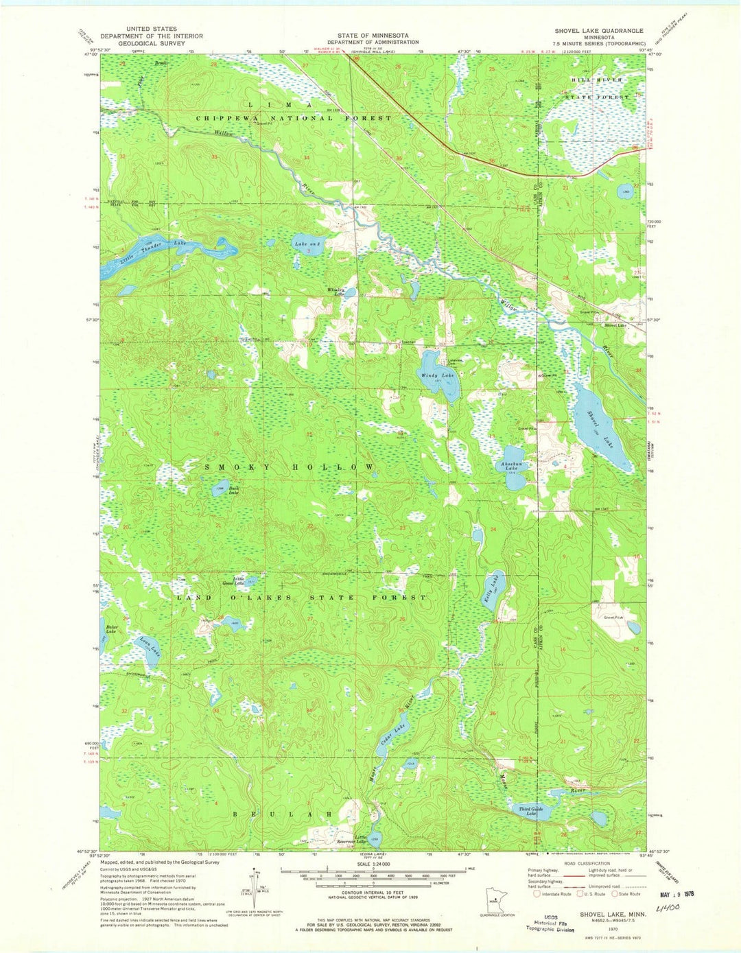 1970 Shovel Lake, MN - Minnesota - USGS Topographic Map