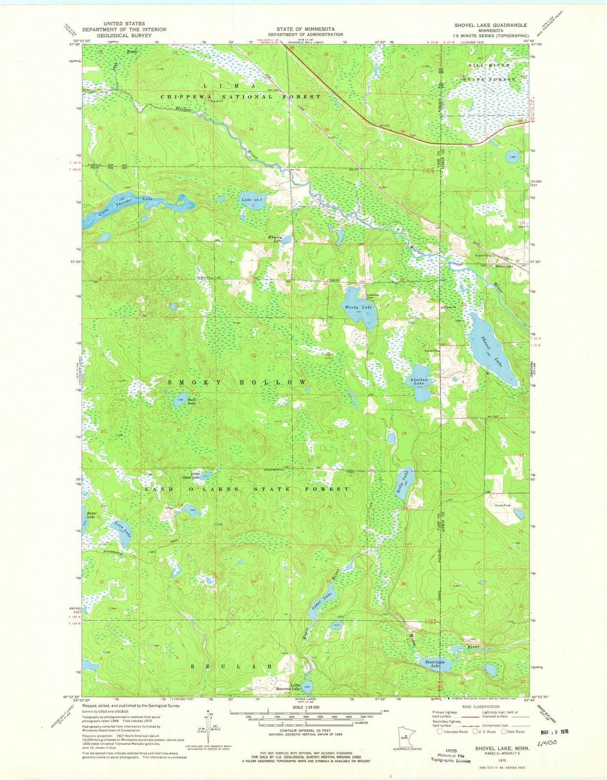 1970 Shovel Lake, MN - Minnesota - USGS Topographic Map