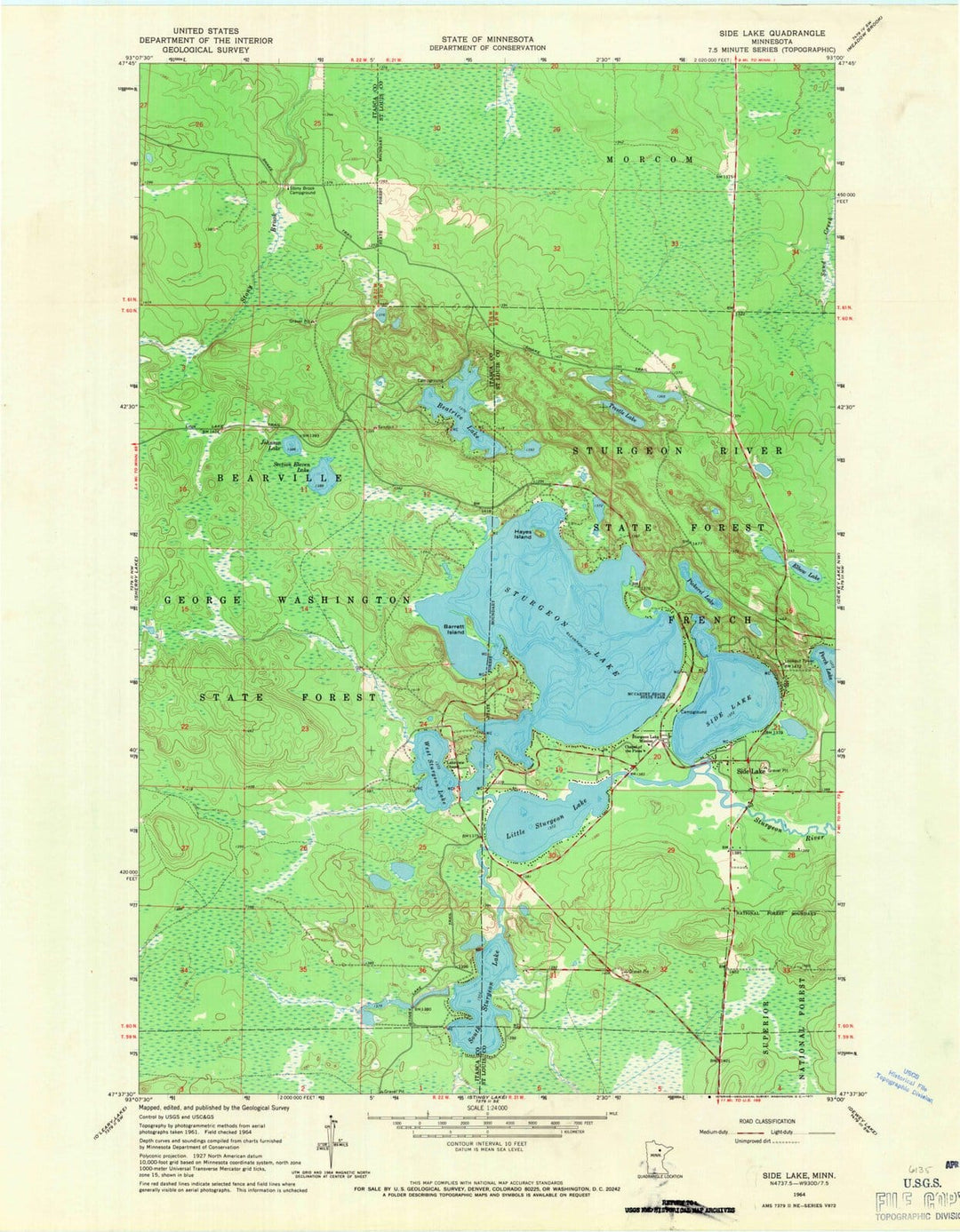 1964 Side Lake, MN - Minnesota - USGS Topographic Map