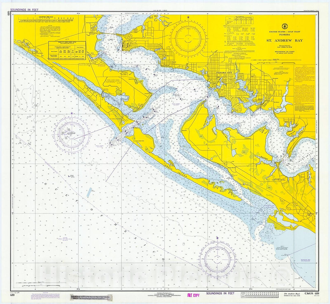 Historic Nautical Map - St. Andrew Bay, 1974 NOAA Chart - Florida (FL) - Vintage Wall Art