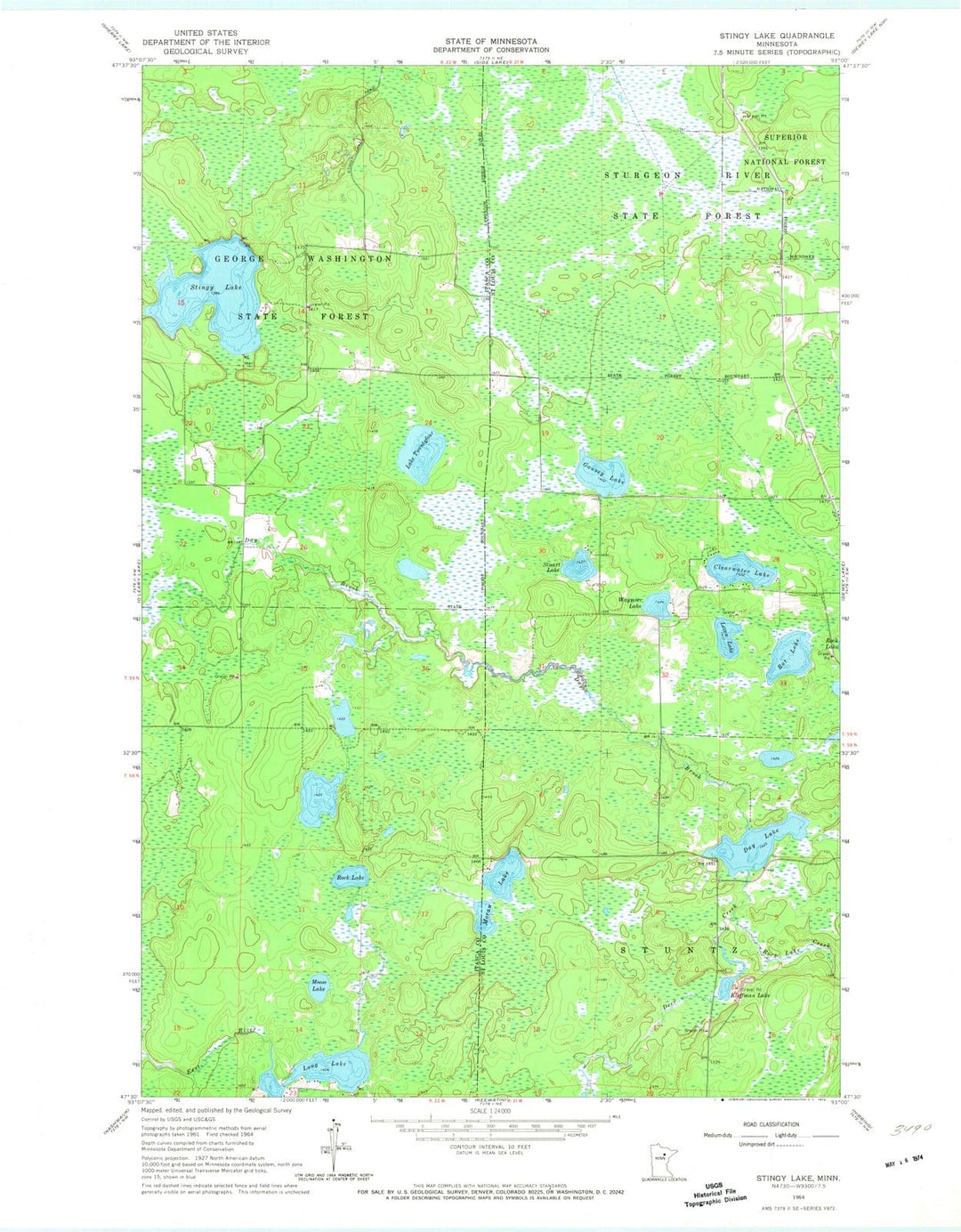 1964 Stingy Lake, MN - Minnesota - USGS Topographic Map