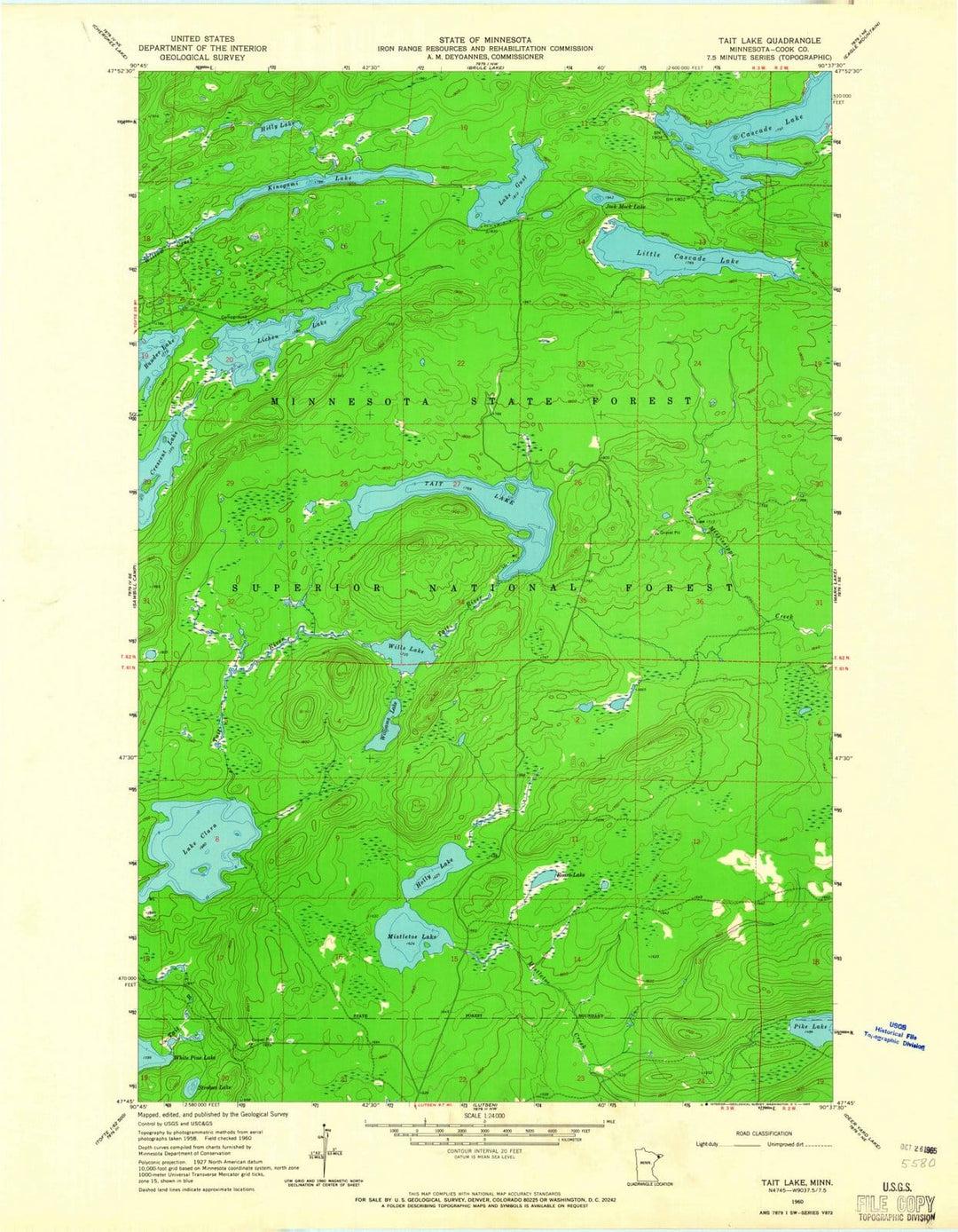 1960 Tait Lake, MN - Minnesota - USGS Topographic Map