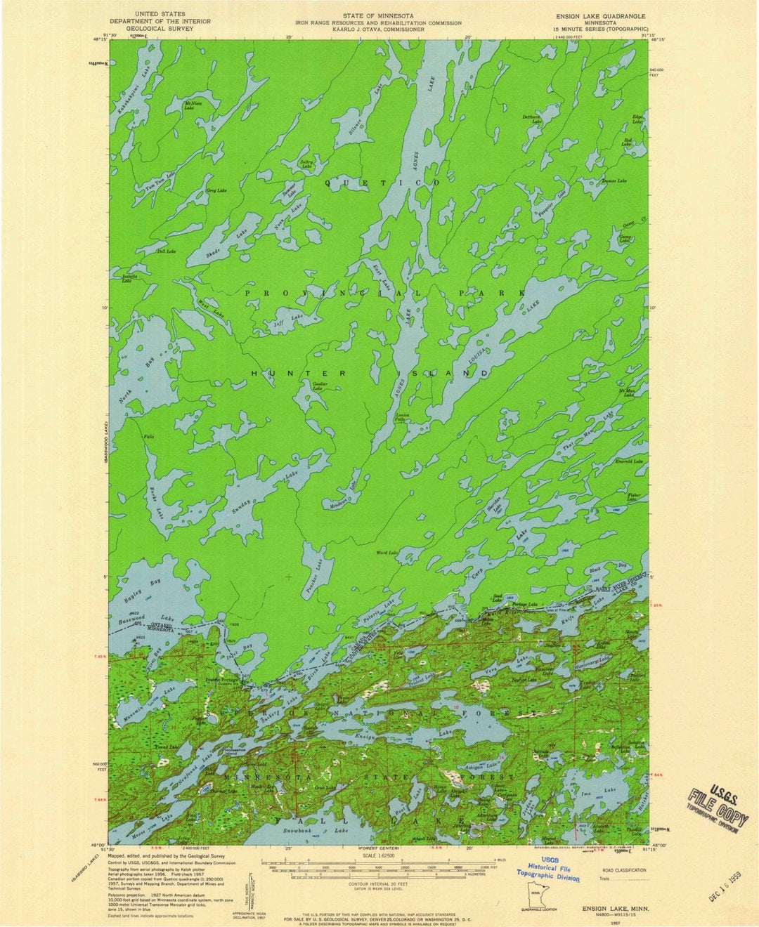 1957 Ensign Lake, MN - Minnesota - USGS Topographic Map