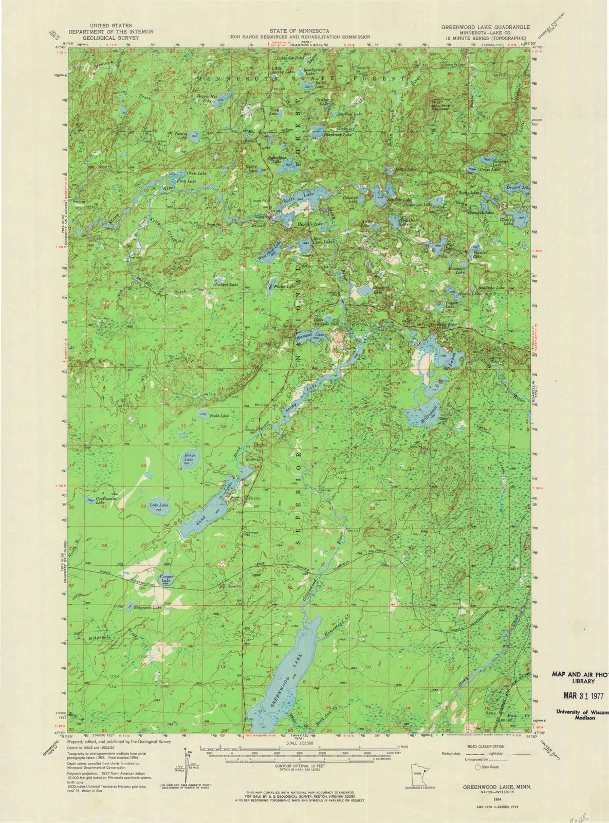 1954 Greenwood Lake, MN - Minnesota - USGS Topographic Map