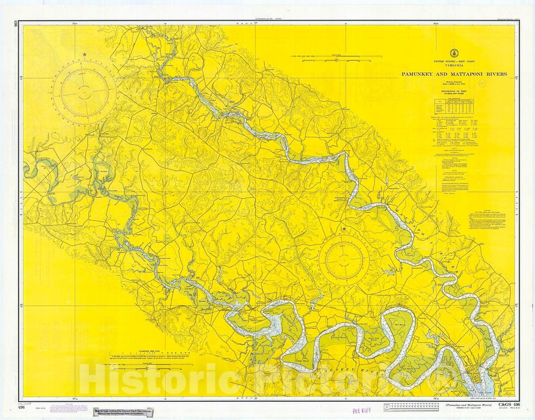 Historic Nautical Map - Pamunkey And Mattaponi Rivers, 1971 NOAA Chart - Virginia (VA) - Vintage Wall Art