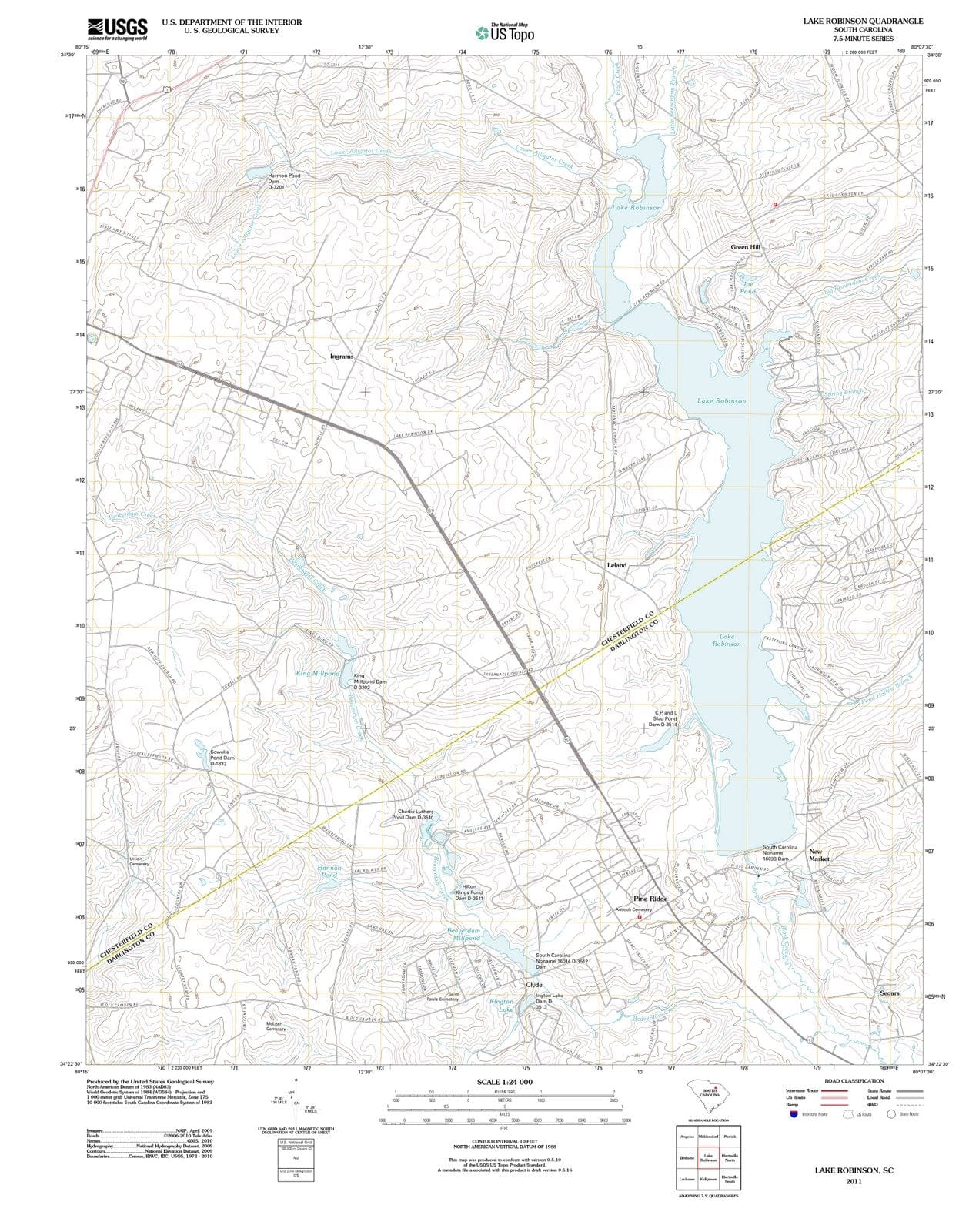 2011 Lake Robinson, SC - South Carolina - USGS Topographic Map