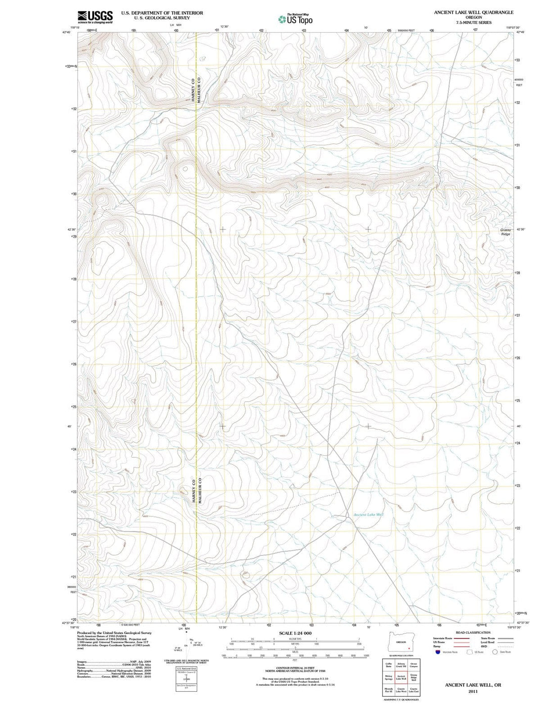 2011 Ancient Lake Well, OR - Oregon - USGS Topographic Map