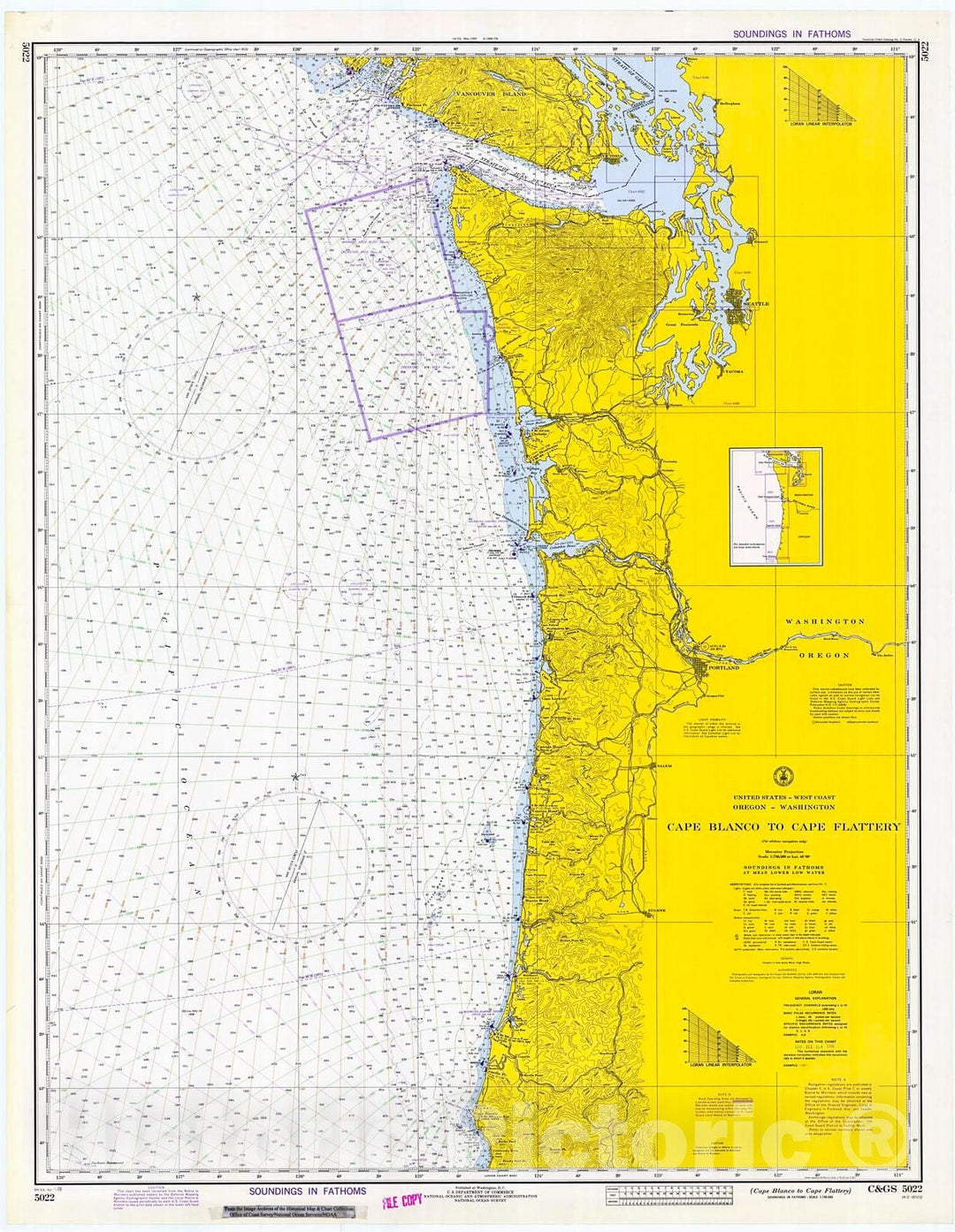 Historic Nautical Map - Cape Blanco To Cape Flattery, 1973 NOAA Chart - Washington (WA) - Vintage Wall Art