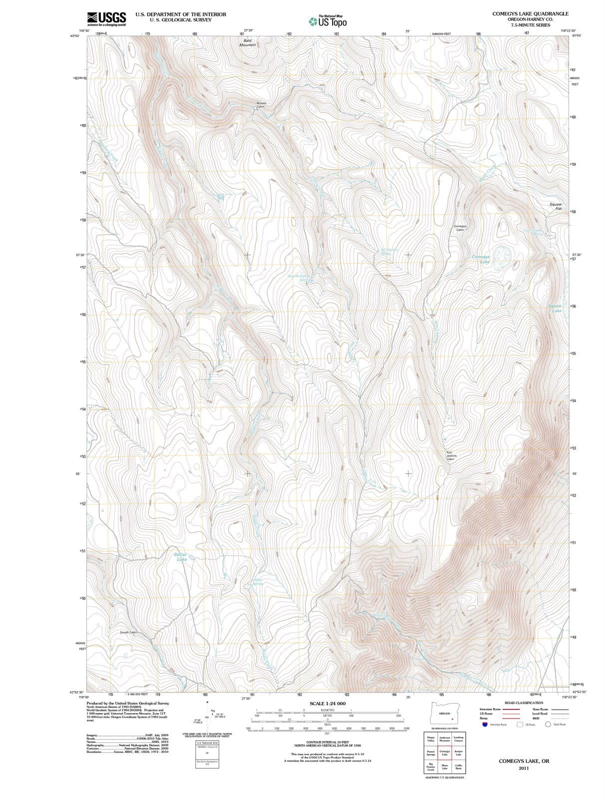 2011 Comegys Lake, OR - Oregon - USGS Topographic Map