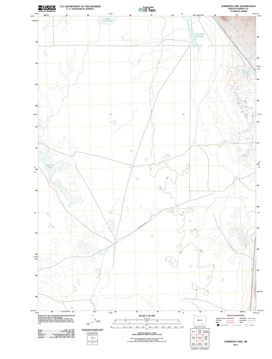 2011 Garrison Lake, OR - Oregon - USGS Topographic Map