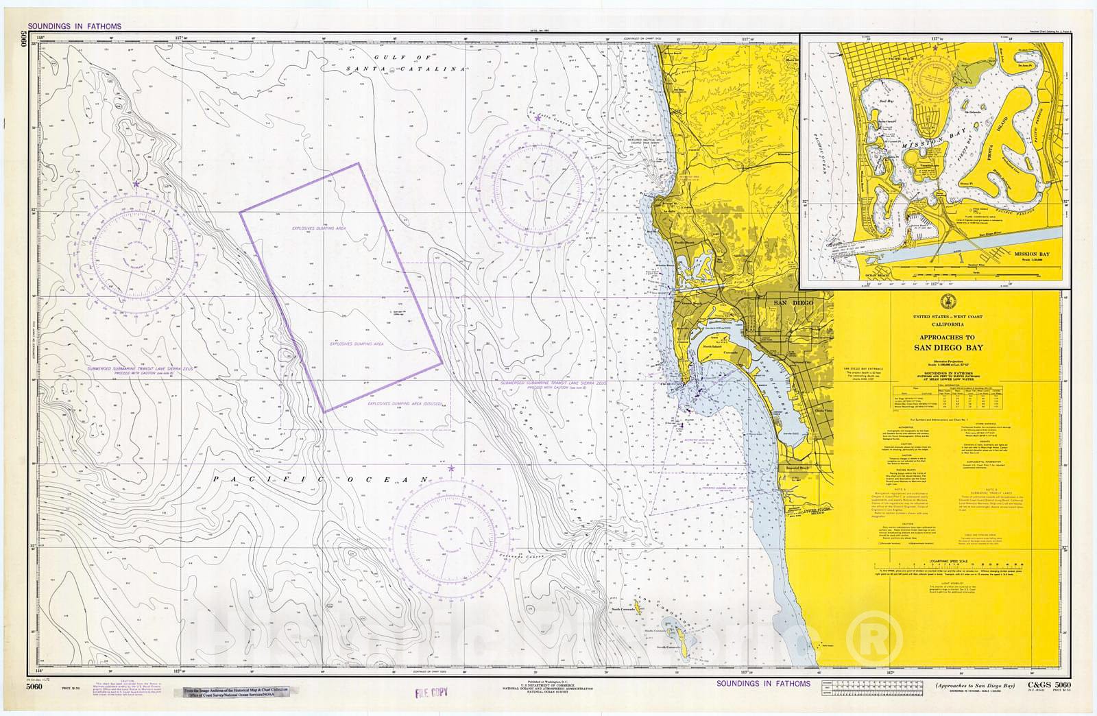 Historic Nautical Map - Approaches To San Diego Bay, 1971 NOAA Chart - California (CA) - Vintage Wall Art