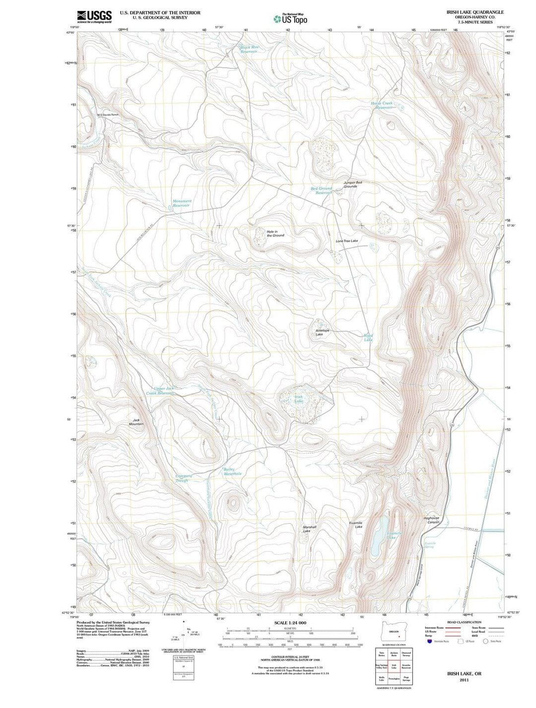 2011 Irish Lake, OR - Oregon - USGS Topographic Map