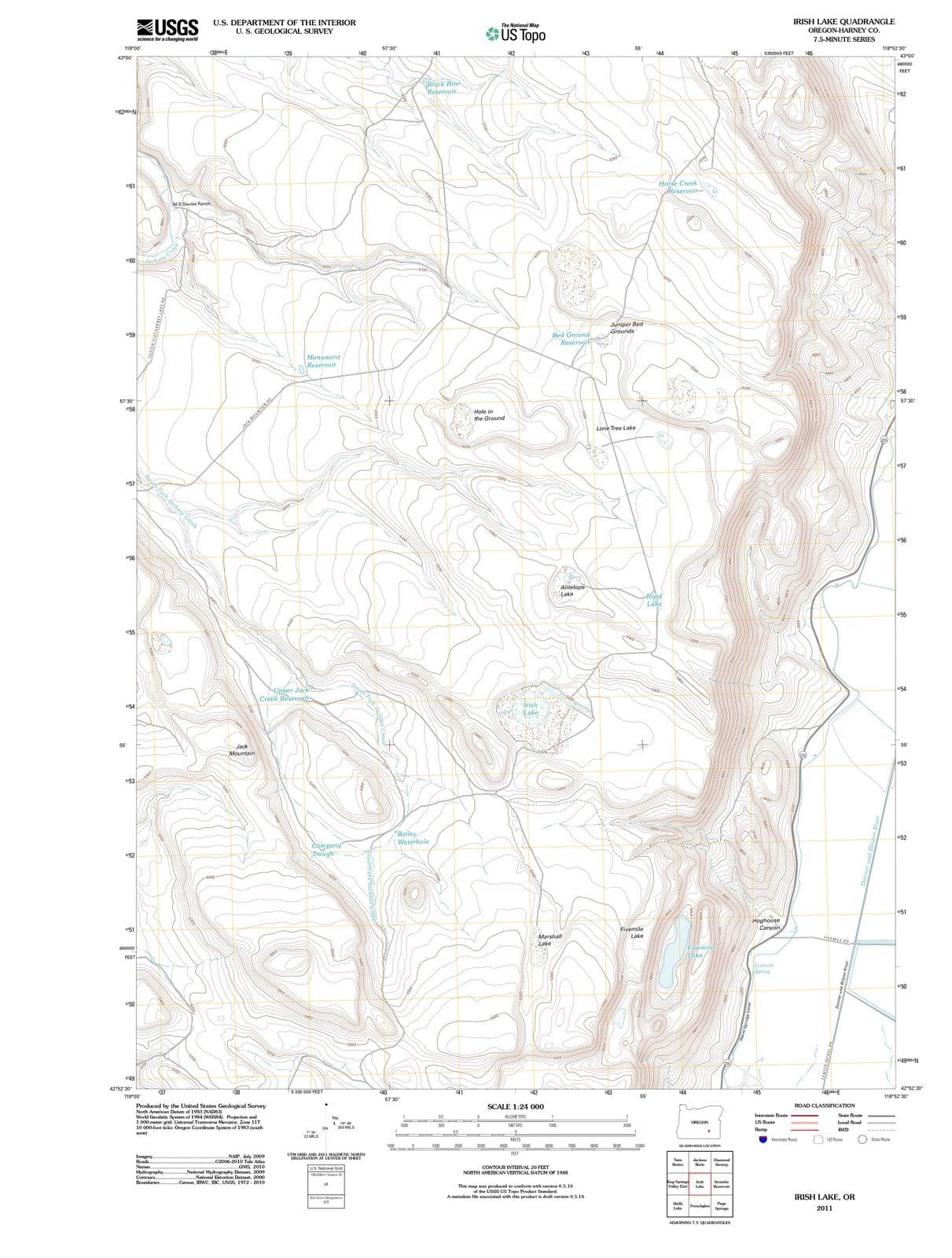 2011 Irish Lake, OR - Oregon - USGS Topographic Map