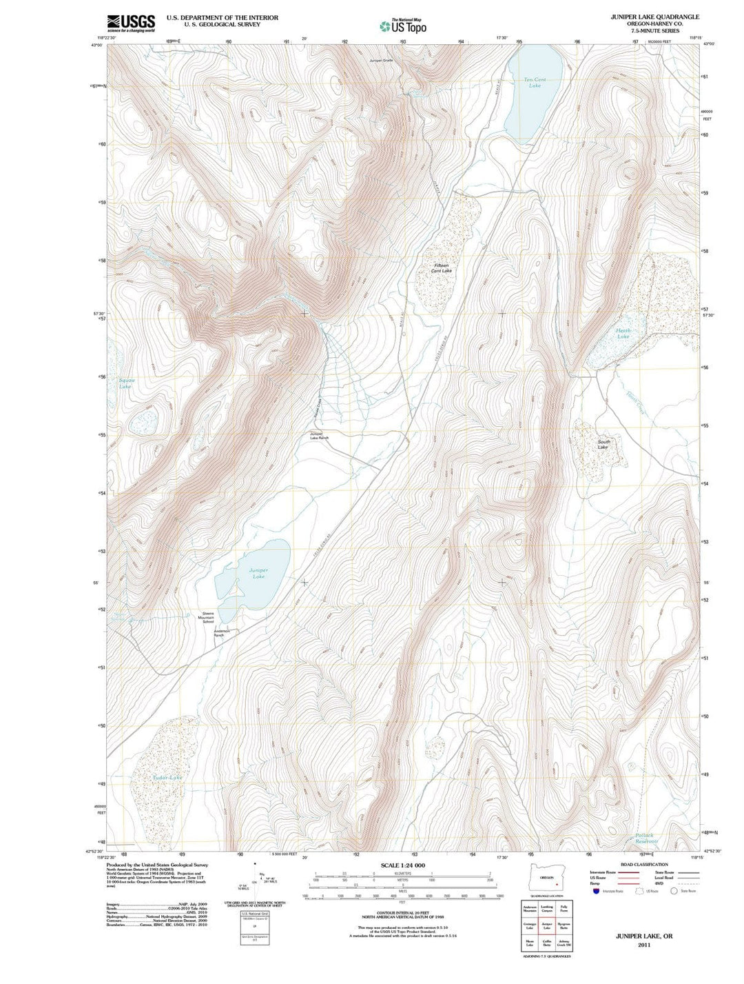 2011 Juniper Lake, OR - Oregon - USGS Topographic Map