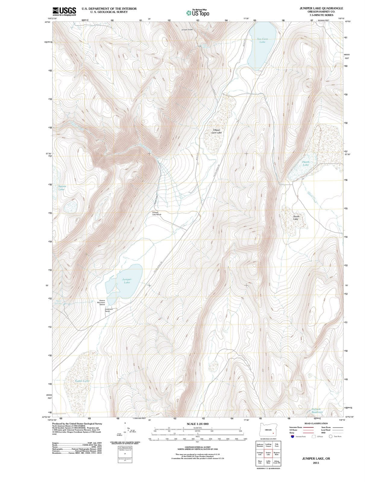 2011 Juniper Lake, OR - Oregon - USGS Topographic Map