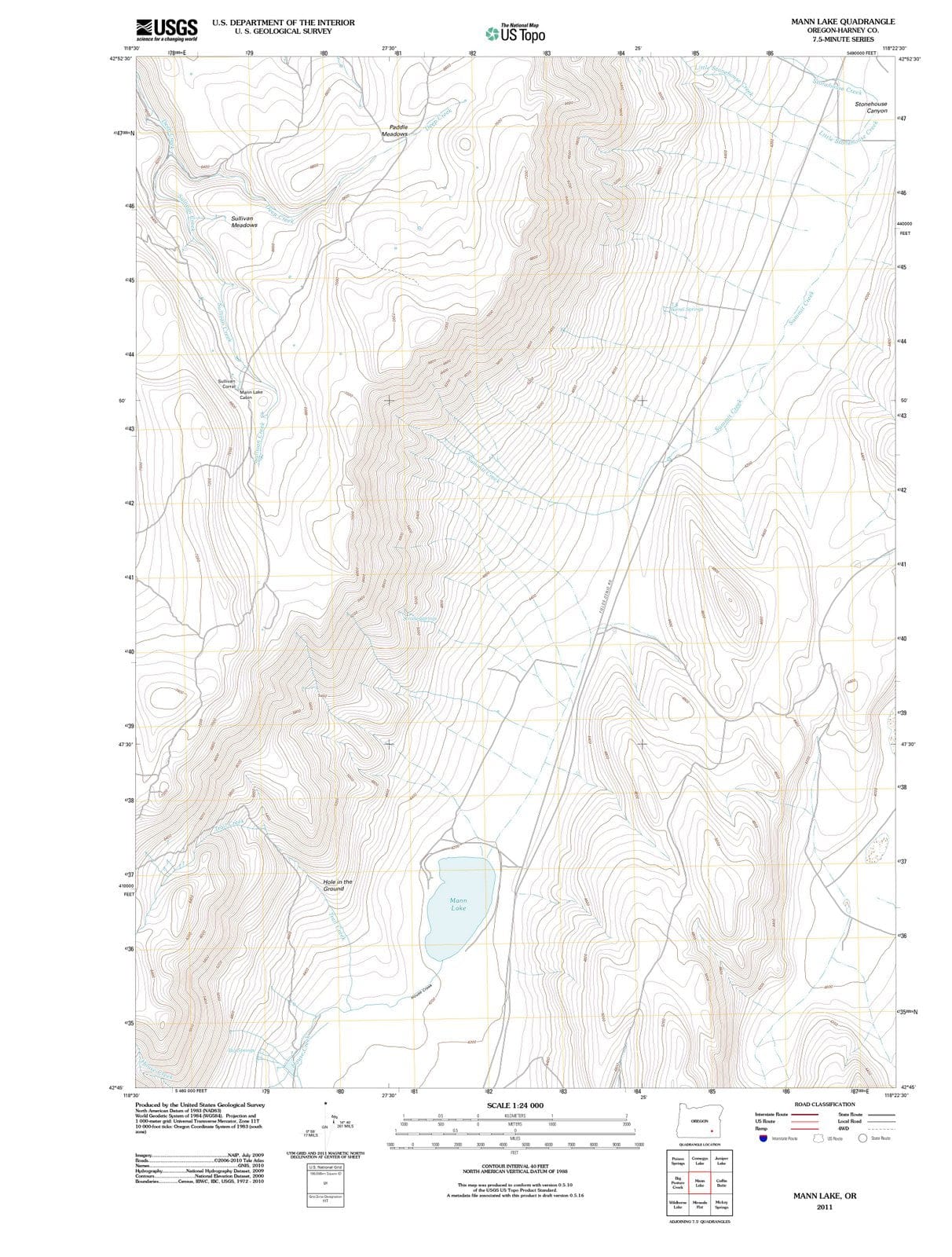 2011 Mann Lake, OR - Oregon - USGS Topographic Map