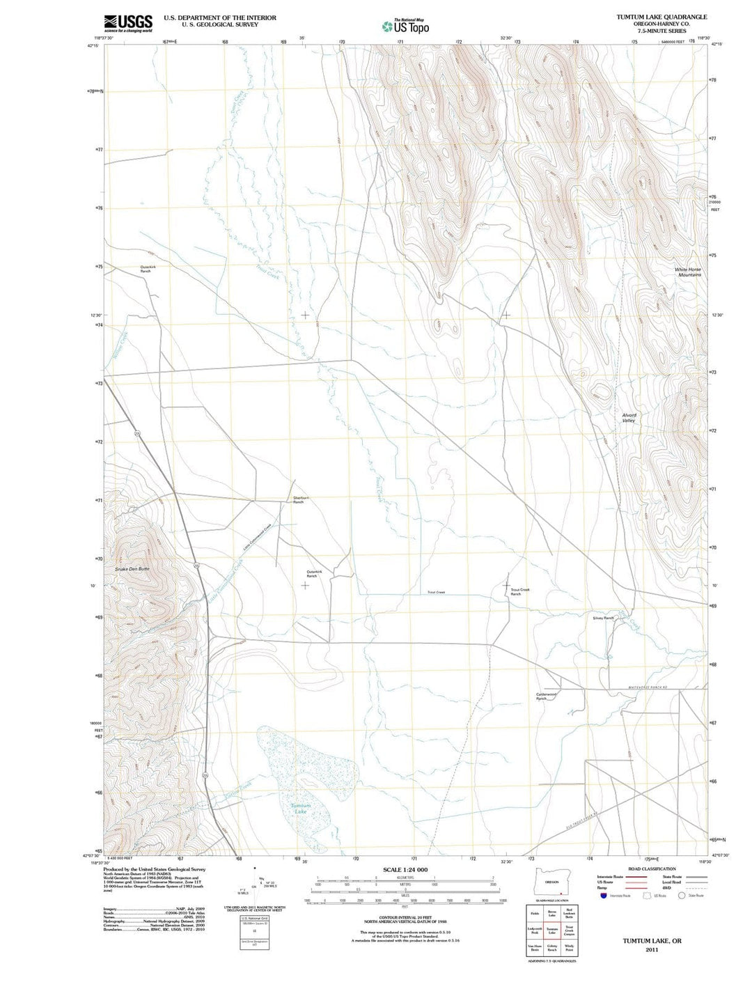 2011 Tumtum Lake, OR - Oregon - USGS Topographic Map