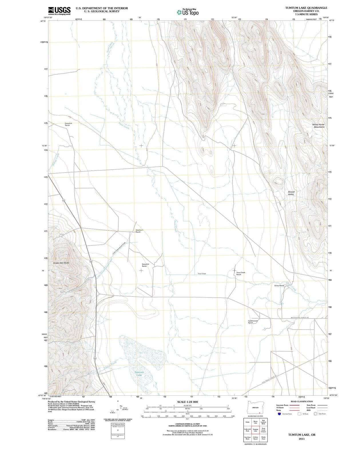 2011 Tumtum Lake, OR - Oregon - USGS Topographic Map