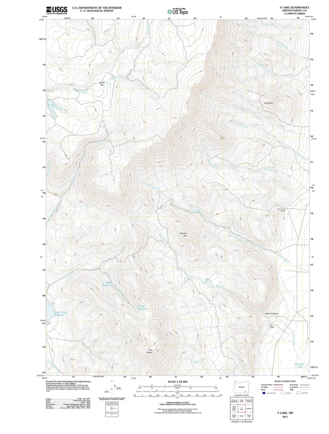 2011 V Lake, OR - Oregon - USGS Topographic Map