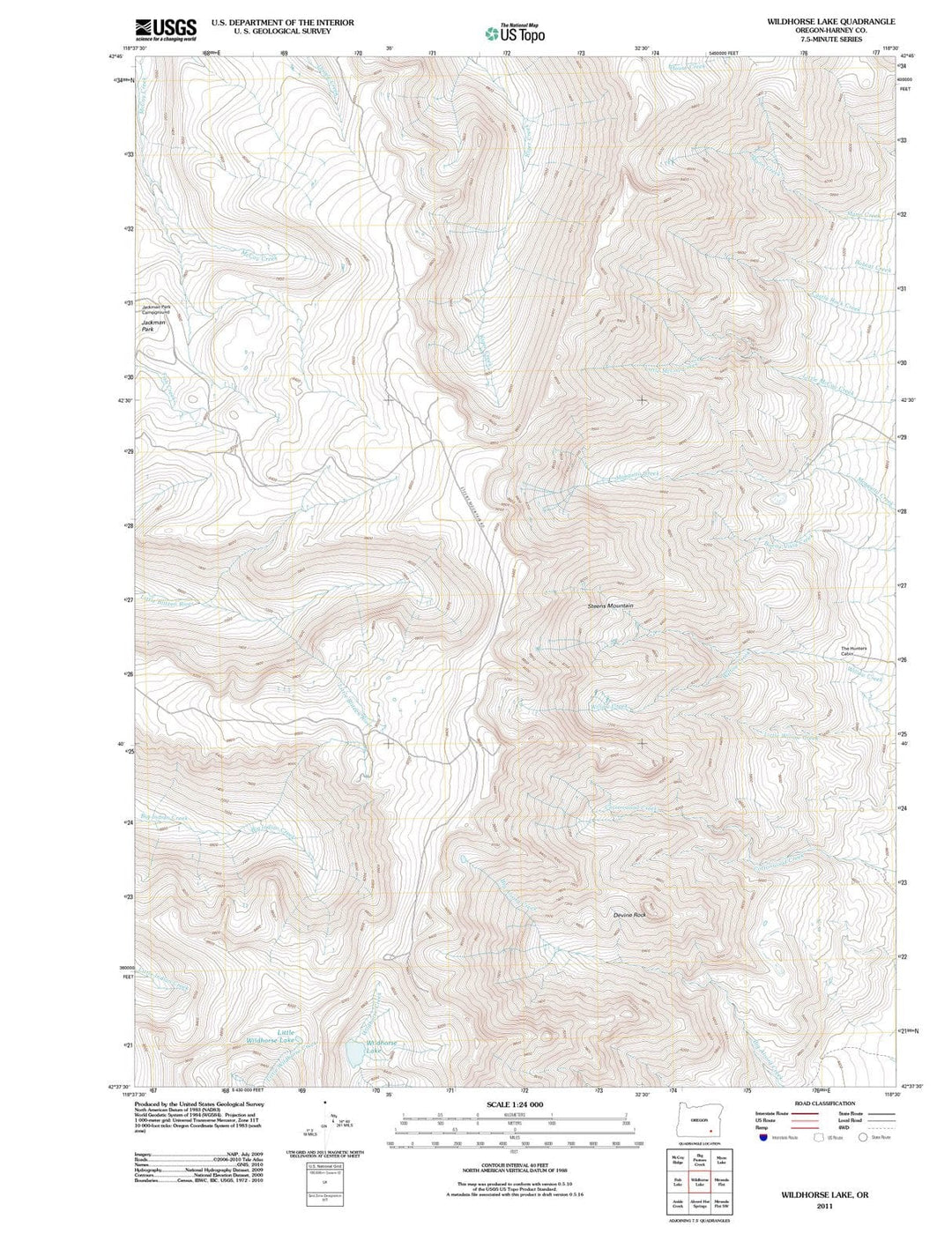 2011 Wildhorse Lake, OR - Oregon - USGS Topographic Map