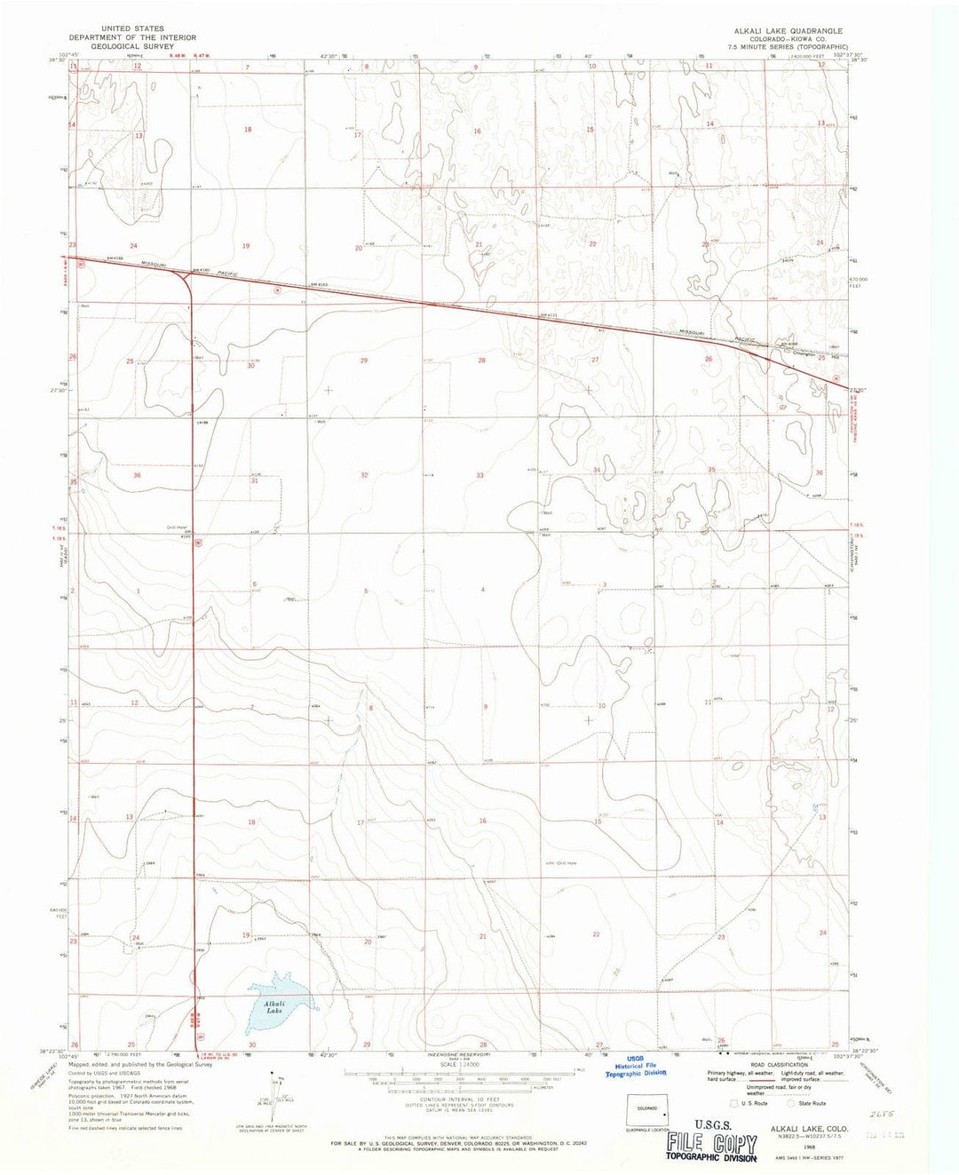 1968 Alkali Lake, CO - Colorado - USGS Topographic Map