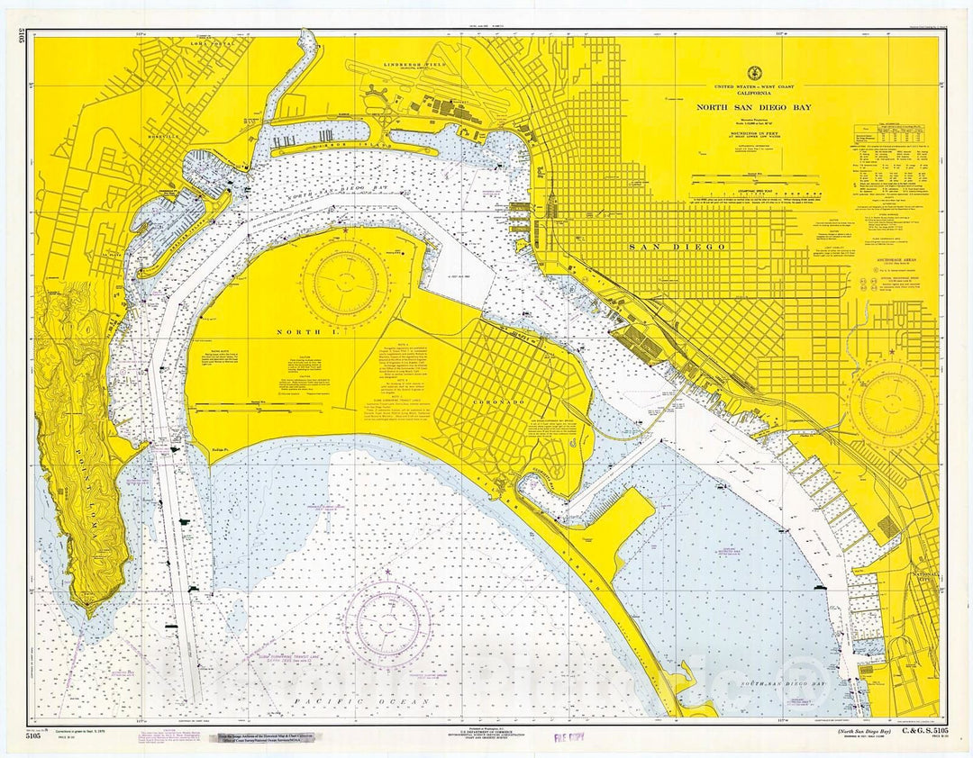 Historic Nautical Map - North San Diego Bay, 1970 NOAA Chart - California (CA) - Vintage Wall Art