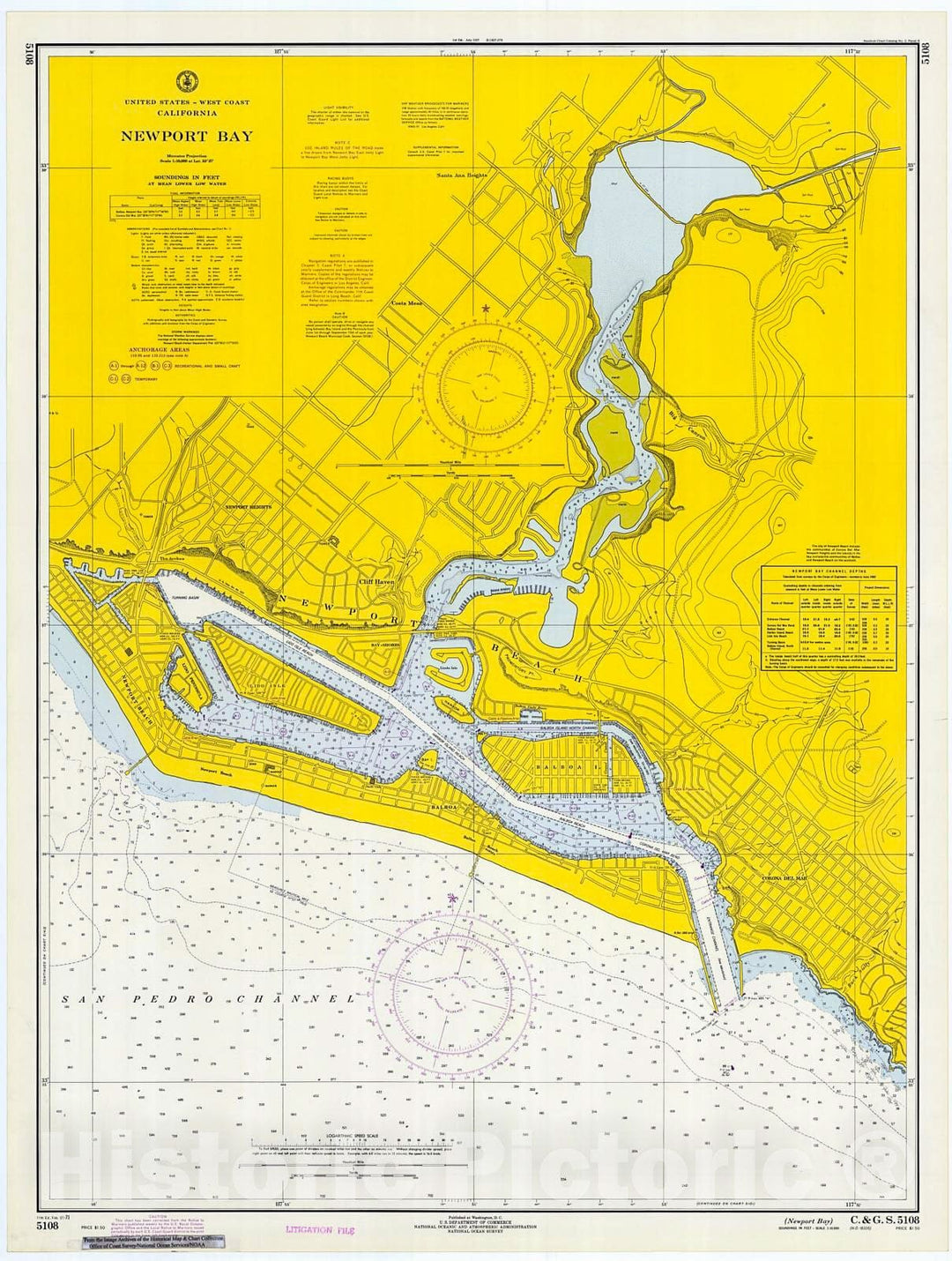 Historic Nautical Map - Newport Bay, 1971 NOAA Chart - California (CA) - Vintage Wall Art