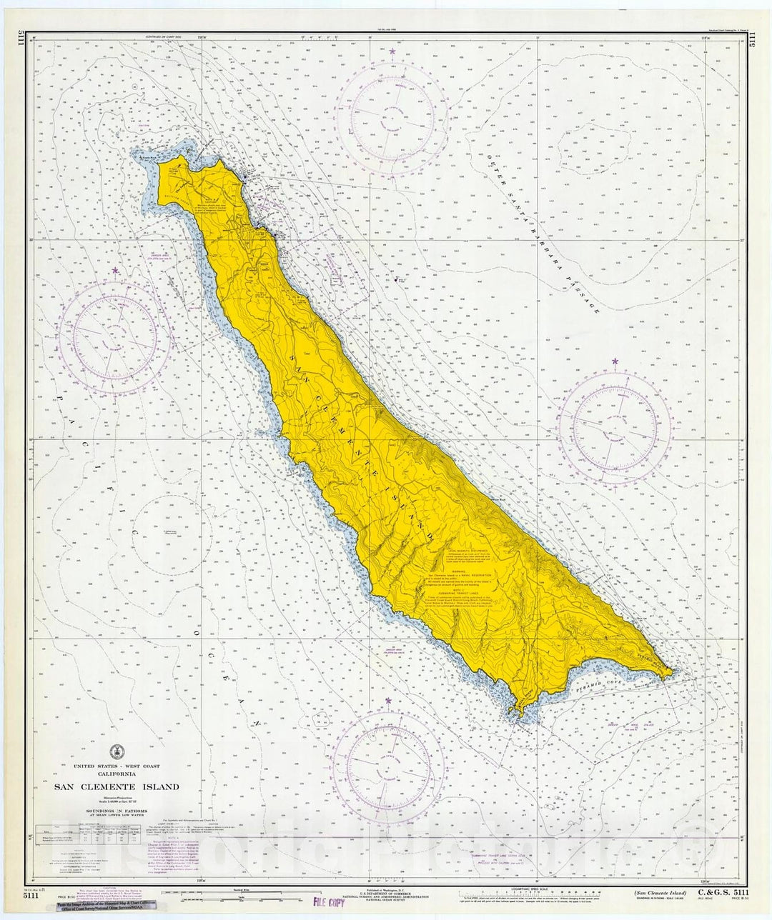 Historic Nautical Map - San Clemente Island, 1971 NOAA Chart - California (CA) - Vintage Wall Art