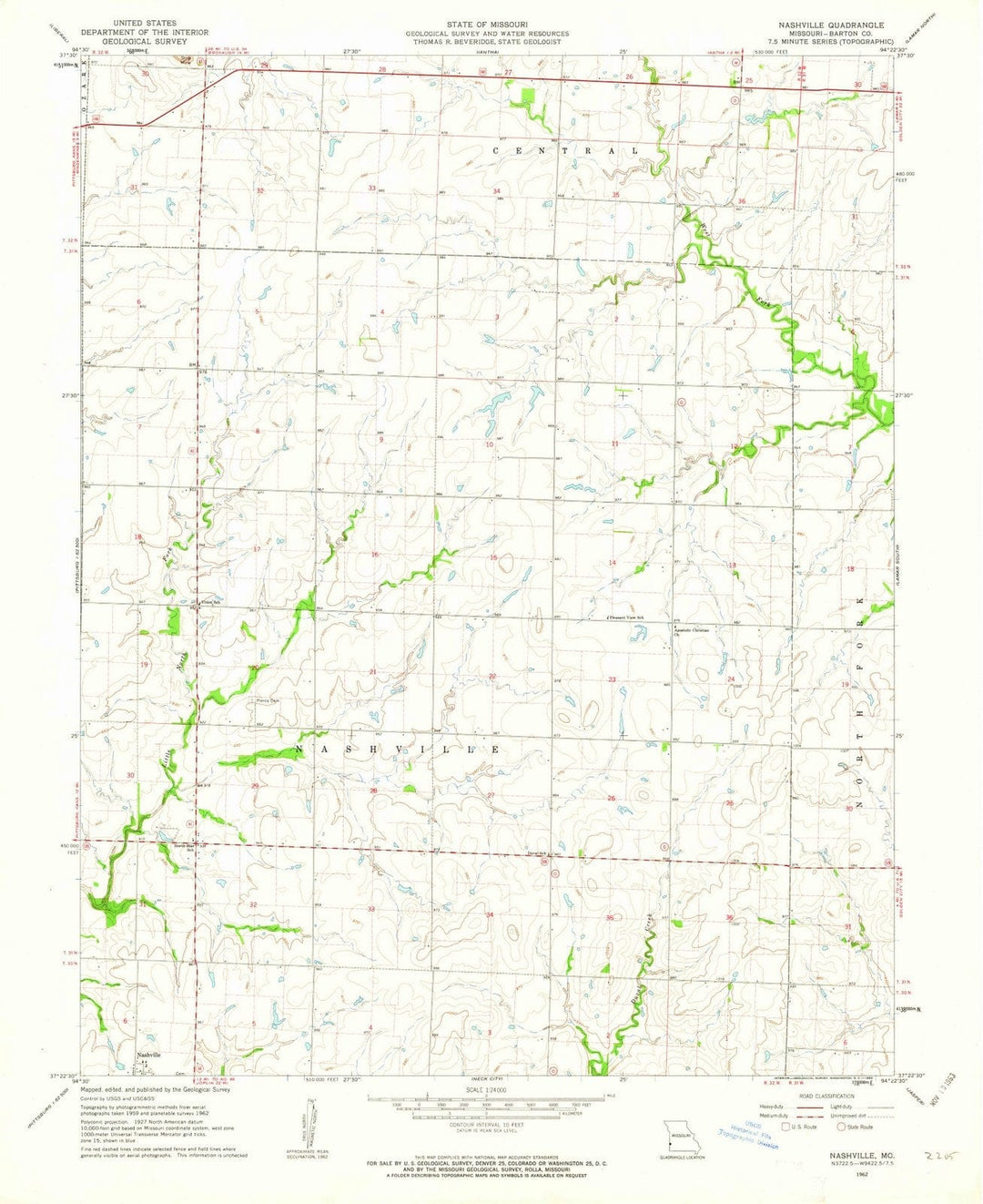 1962 Nashville, MO - Missouri - USGS Topographic Map