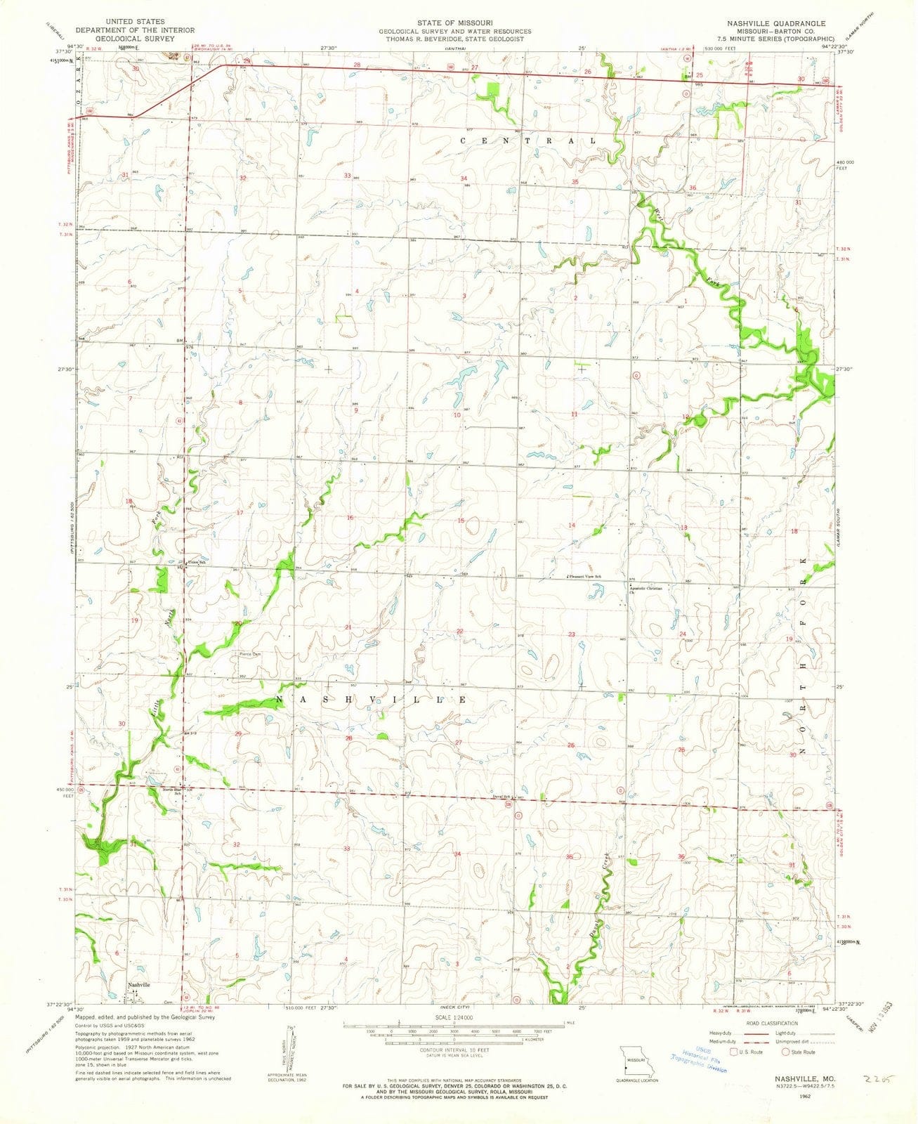 1962 Nashville, MO - Missouri - USGS Topographic Map