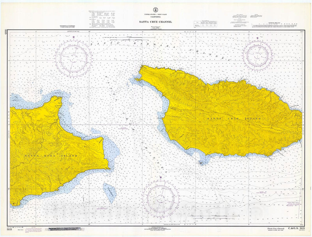 Historic Nautical Map - Santa Cruz Channel, 1969 NOAA Chart - California (CA) - Vintage Wall Art