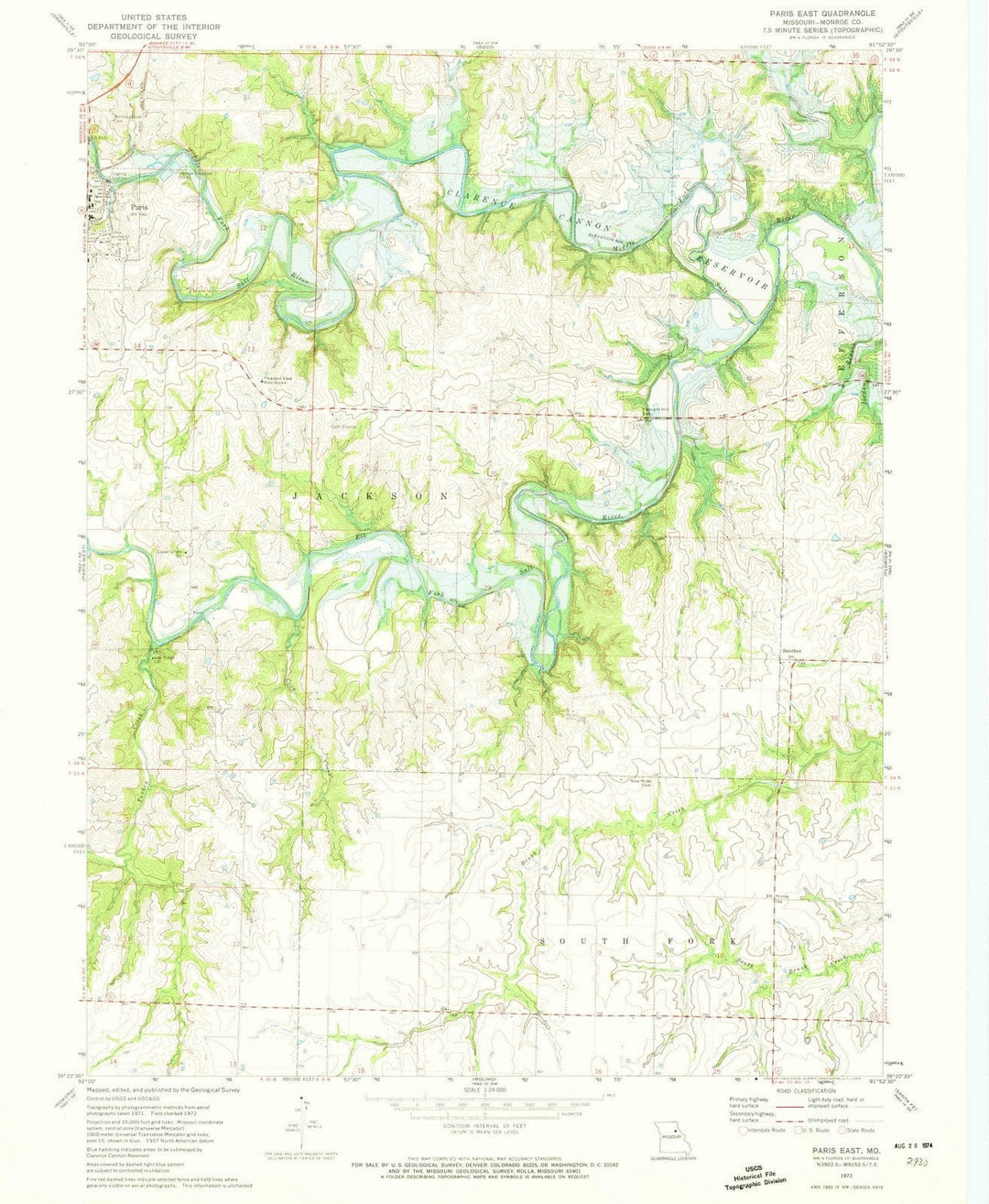 1972 Paris East, MO - Missouri - USGS Topographic Map