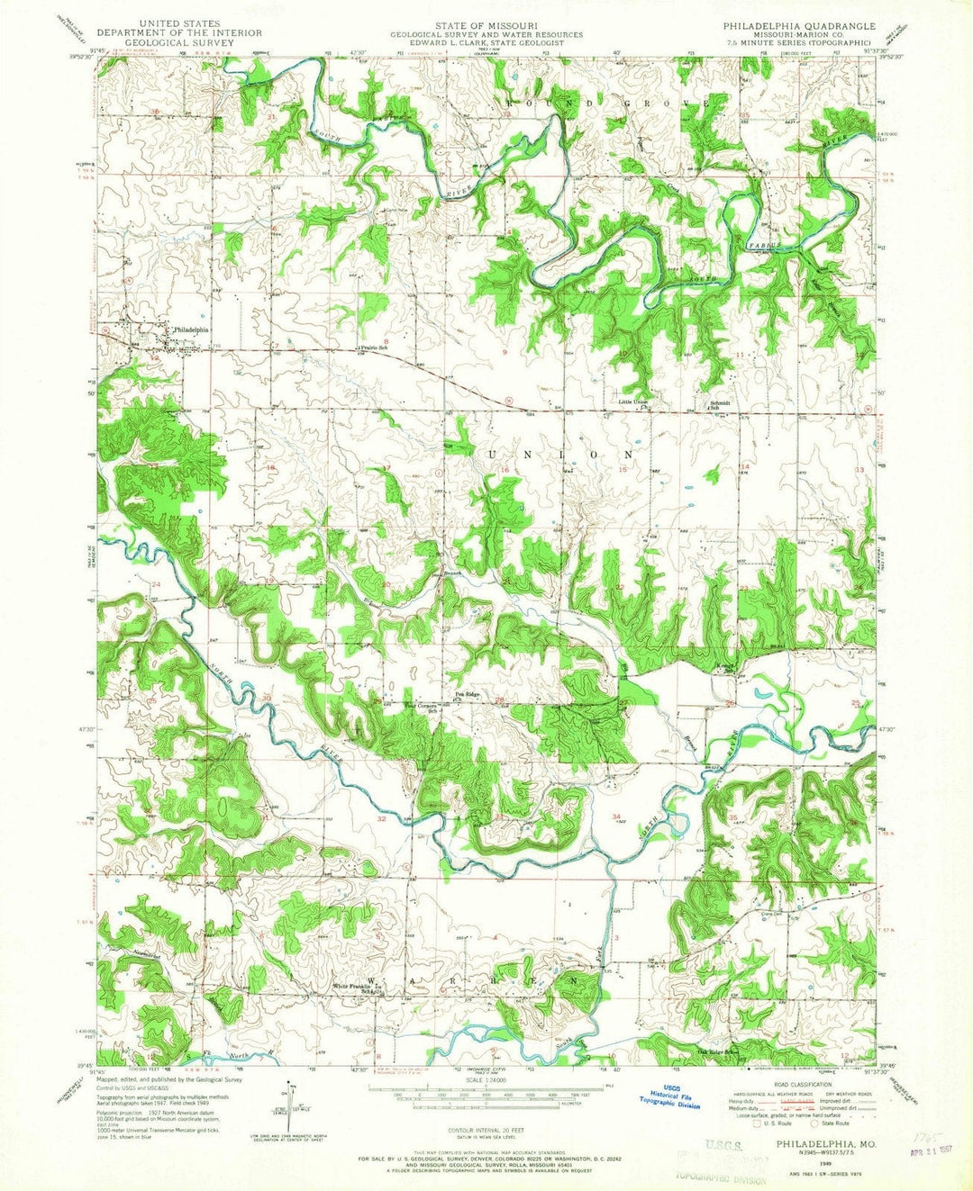 1949 Philadelphia, MO - Missouri - USGS Topographic Map