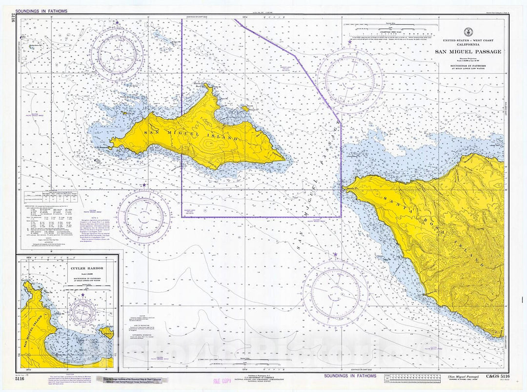 Historic Nautical Map - San Miguel Passage, 1973 NOAA Chart - California (CA) - Vintage Wall Art