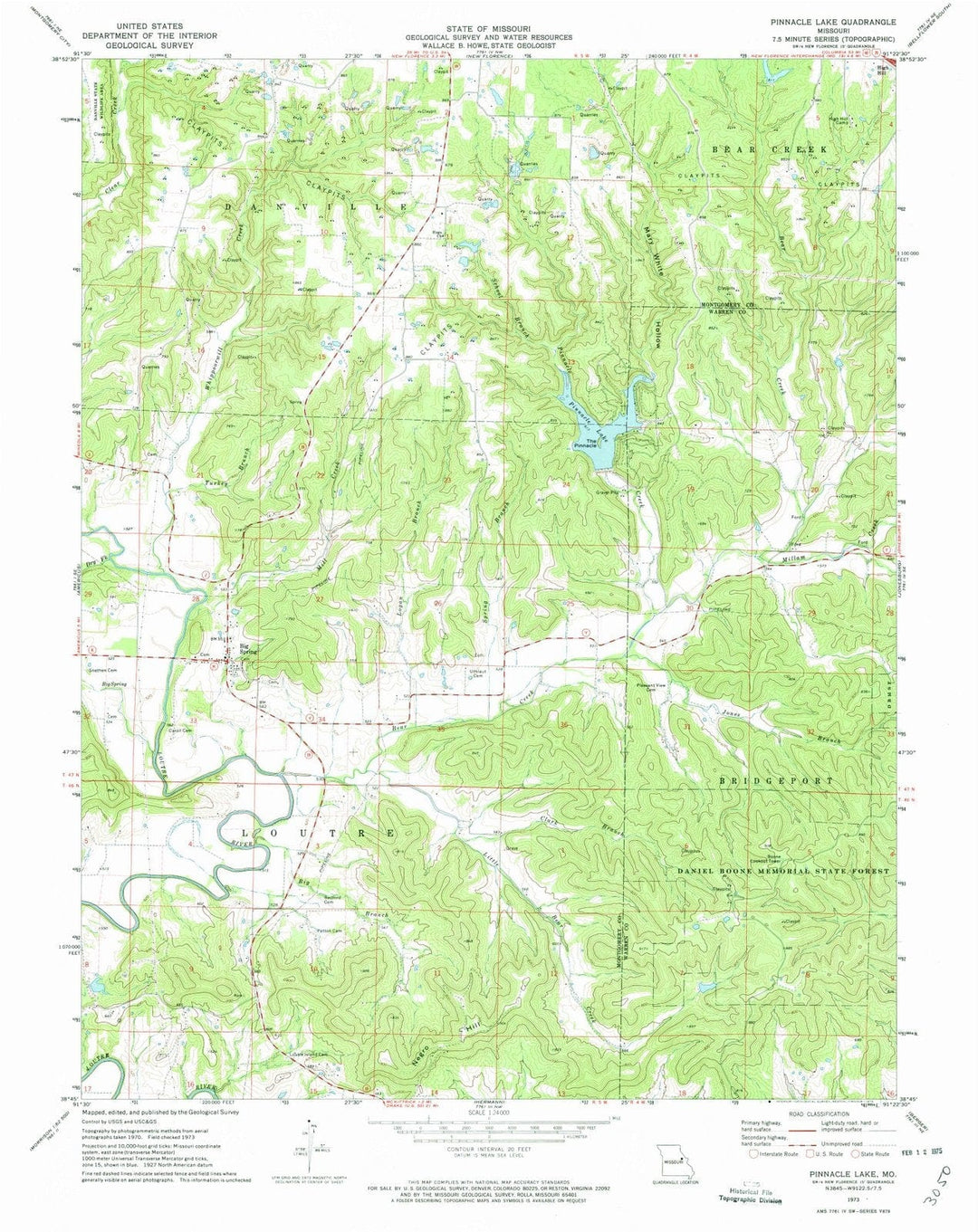 1973 Pinnacle Lake, MO - Missouri - USGS Topographic Map