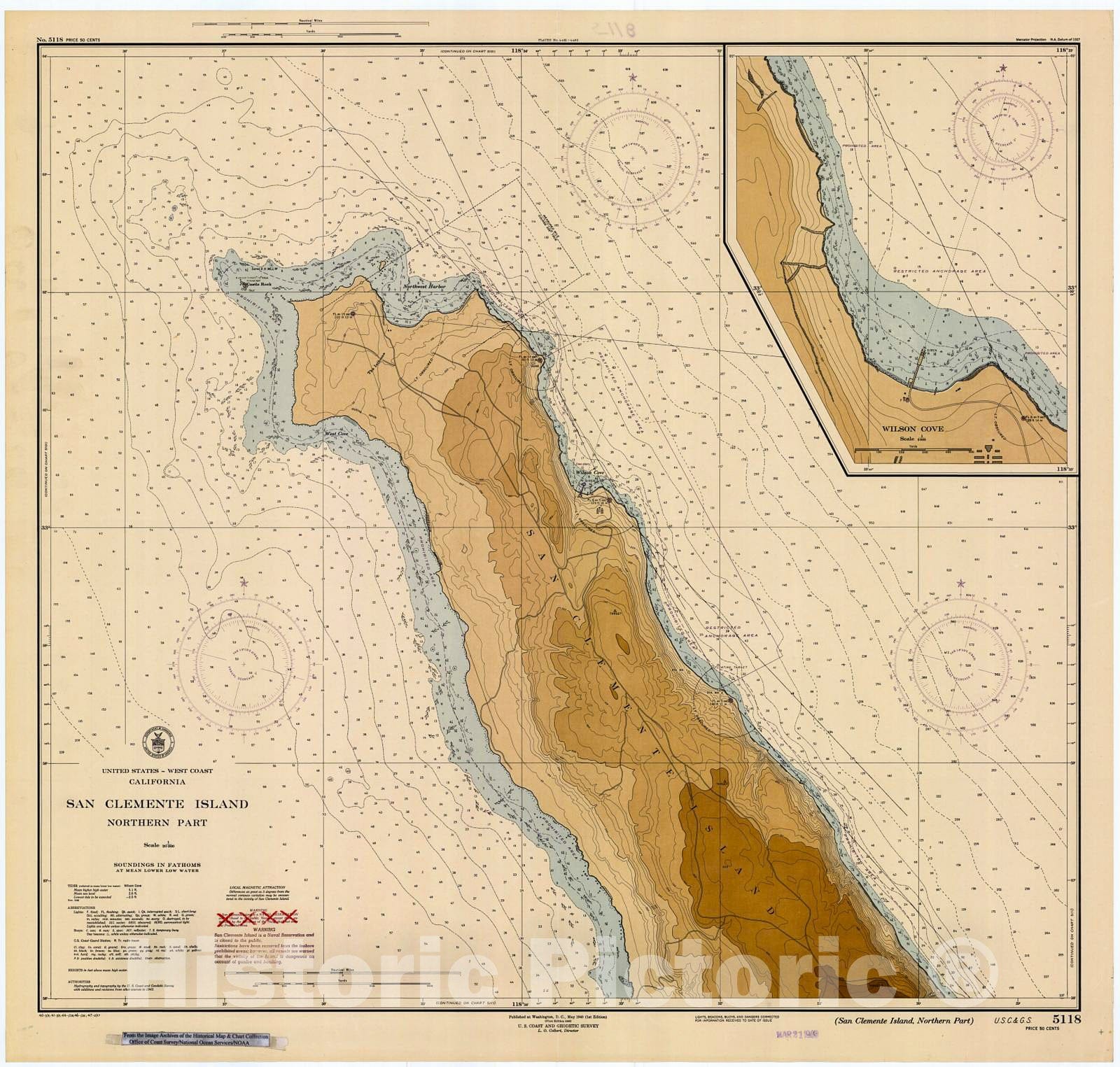 Historic Nautical Map - San Clemente Island, Northern Part, 1947 NOAA Chart - California (CA) - Vintage Wall Art