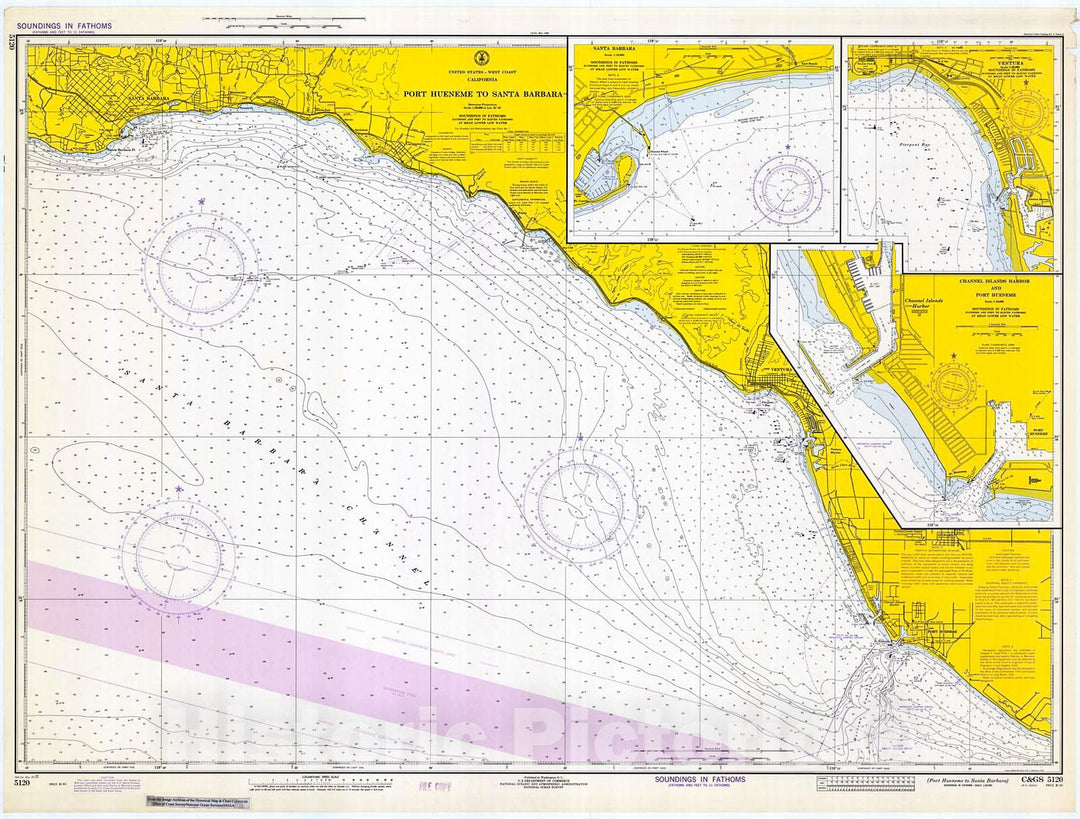 Historic Nautical Map - Port Hueneme To Santa Barbara, 1972 NOAA Chart - California (CA) - Vintage Wall Art