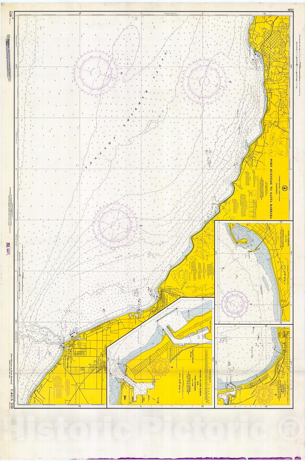 Historic Nautical Map - Port Hueneme To Santa Barbara, 1966 NOAA Chart - California (CA) - Vintage Wall Art