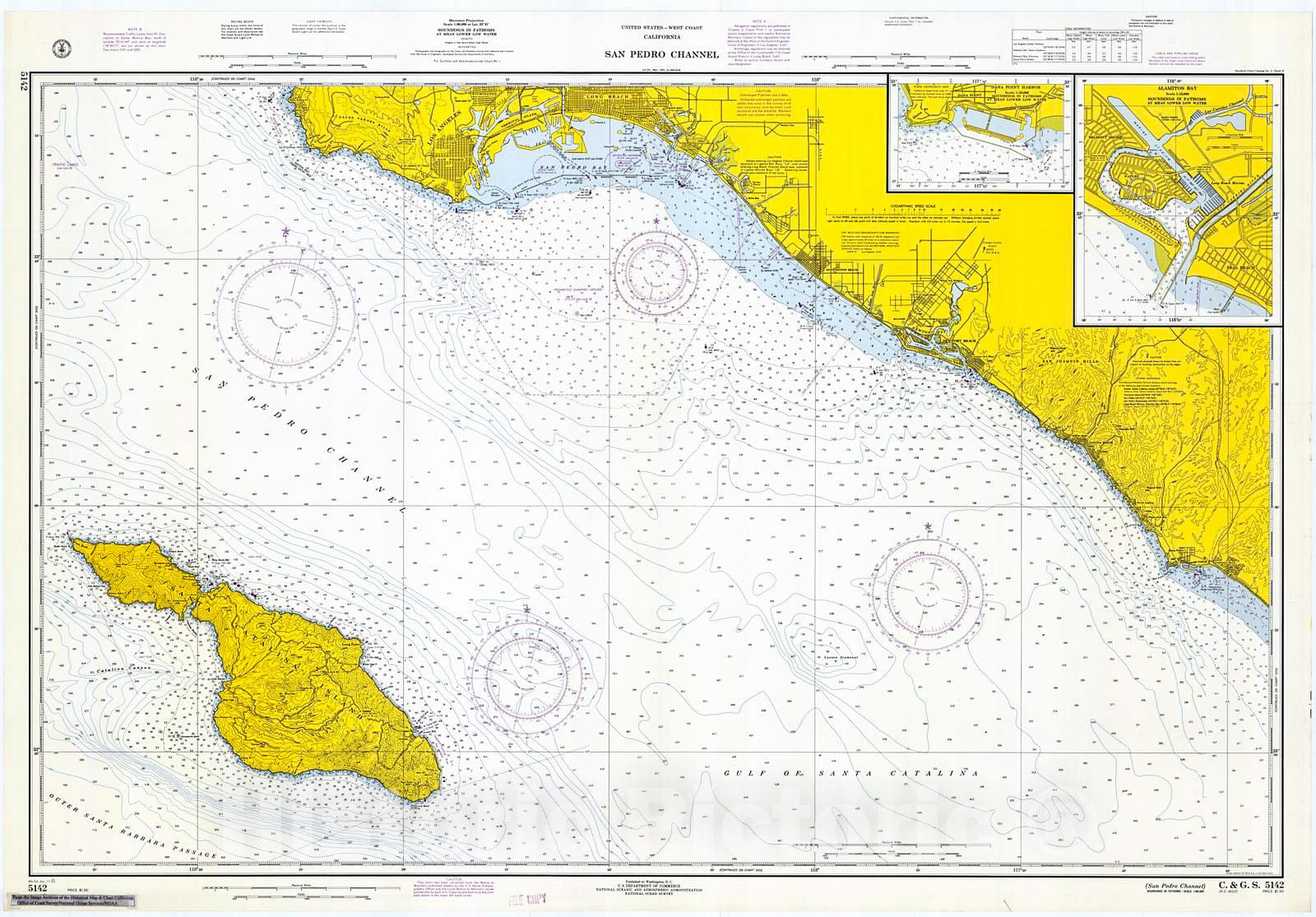 Historic Nautical Map - San Pedro Channel, 1971 NOAA Chart - California (CA) - Vintage Wall Art